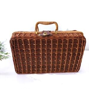 Vintage Brown Wicker Handbag